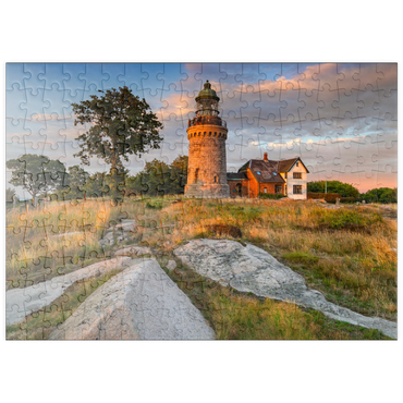 Darstellung des Puzzle Motivs puzzleplate Abend am Hammeren Fyr Leuchtturm bei Sandvig 200 Puzzle