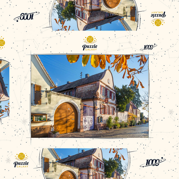 Darstellung des Puzzle Motivs Winzerhäuser in Rhodt unter Rietburg, südliche Weinstraße 1000 Puzzle Schachtel 3D Modell