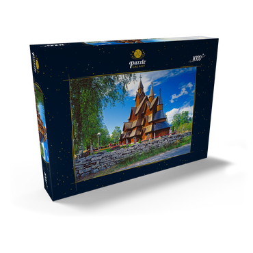 Darstellung des Puzzle Motivs Stabkirche in Heddal, Ortsteil von Notodden 1000 Puzzle Schachtel Ansicht2