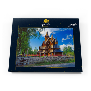 Darstellung des Puzzle Motivs Stabkirche in Heddal, Ortsteil von Notodden 200 Puzzle Schachtel Ansicht3