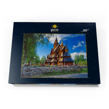 Darstellung des Puzzle Motivs Stabkirche in Heddal, Ortsteil von Notodden 500 Puzzle Schachtel Ansicht3