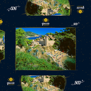 Darstellung des Puzzle Motivs Blick über die Altstadt Vila Vella und Strand Es Codolar, Tossa de Mar, Spanien 500 Puzzle Schachtel 3D Modell
