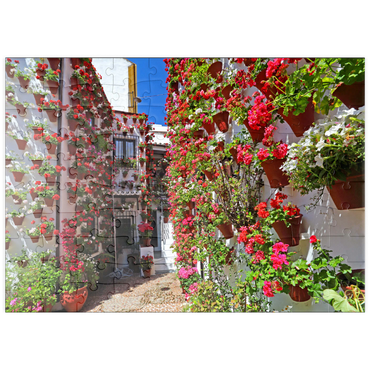 Darstellung des Puzzle Motivs puzzleplate Festival der Patios in der Altstadt von Cordoba, Andalusien, Spanien 100 Puzzle