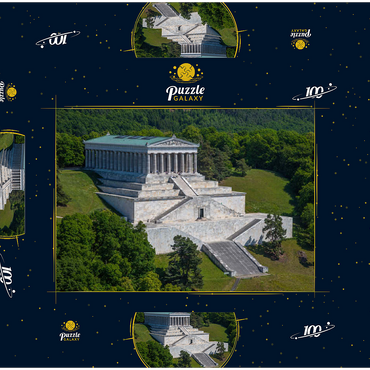 Darstellung des Puzzle Motivs Blick zur Walhalla an der Donau bei Donaustauf, Oberpfalz, Bayern, Deutschland 100 Puzzle Schachtel 3D Modell