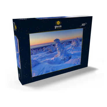 Darstellung des Puzzle Motivs Winter am Gipfel des Brocken (1142m), Harz, Sachsen-Anhalt, Deutschland 500 Puzzle Schachtel Ansicht2