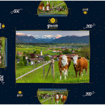 Darstellung des Puzzle Motivs Blick von der Aidlinger Höhe nahe Murnau am Staffelsee über Aidling mit dem Riegsee 200 Puzzle Schachtel 3D Modell