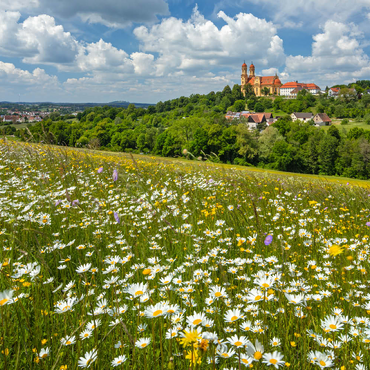 Darstellung des Puzzle Motivs Schönenbergkirche, Wallfahrtskirche Schönenberg bei Ellwangen, Ostalbkreis, Schwäbische Alb 100 Puzzle 3D Modell