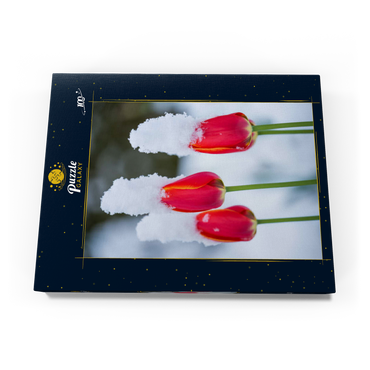 Darstellung des Puzzle Motivs Tulpen im Schnee 100 Puzzle Schachtel Ansicht3