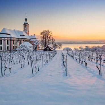 Darstellung des Puzzle Motivs Abend an der Wallfahrtskirche Birnau bei Unteruhldingen am Bodensee 100 Puzzle 3D Modell