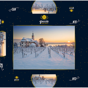 Darstellung des Puzzle Motivs Abend an der Wallfahrtskirche Birnau bei Unteruhldingen am Bodensee 100 Puzzle Schachtel 3D Modell