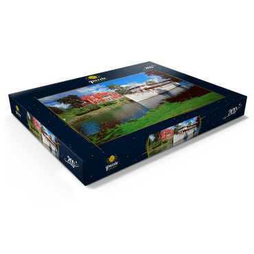 Darstellung des Puzzle Motivs Göta Hotel am Göta Kanal mit dem Kabinenschiff Diana, Borensberg, Östergötland, Schweden 200 Puzzle Schachtel Ansicht1