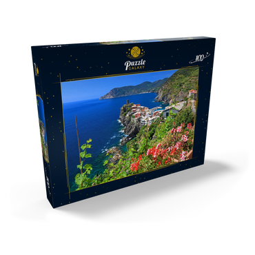 Darstellung des Puzzle Motivs Küstenlandschaft mit Blick auf Vernazza, Italienische Riviera, Cinque Terre, Ligurien, Italien 100 Puzzle Schachtel Ansicht2