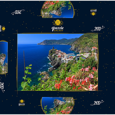 Darstellung des Puzzle Motivs Küstenlandschaft mit Blick auf Vernazza, Italienische Riviera, Cinque Terre, Ligurien, Italien 200 Puzzle Schachtel 3D Modell