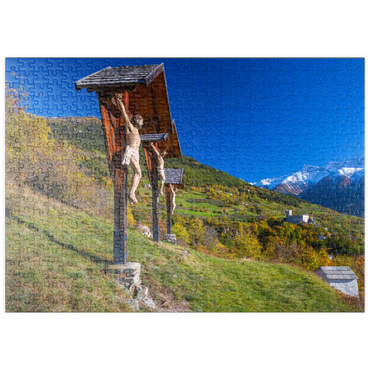 Darstellung des Puzzle Motivs puzzleplate Churburg gegen Stilfser Joch Nationalpark, Schluderns, Vinschgau, Trentino-Südtirol, Italien 500 Puzzle