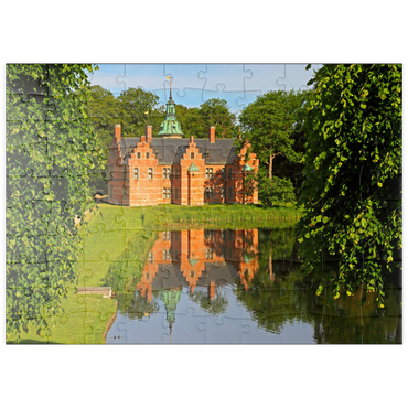 Darstellung des Puzzle Motivs puzzleplate Schlosspavillon im Park des Wasserschlosses Frederiksborg, Hilleröd, Seeland, Dänemark 100 Puzzle