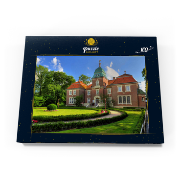Darstellung des Puzzle Motivs Sielhof in Neuharlingersiel, Ostfriesland, Niedersachsen, Deutschland 100 Puzzle Schachtel Ansicht3