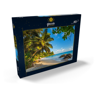 Darstellung des Puzzle Motivs Granitfelsen am Carana Beach in der Carana Bay, Seychellen 100 Puzzle Schachtel Ansicht2
