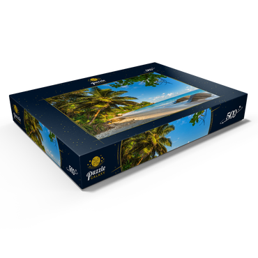 Darstellung des Puzzle Motivs Granitfelsen am Carana Beach in der Carana Bay, Seychellen 500 Puzzle Schachtel Ansicht1