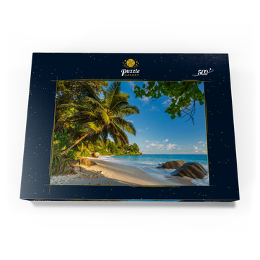 Darstellung des Puzzle Motivs Granitfelsen am Carana Beach in der Carana Bay, Seychellen 500 Puzzle Schachtel Ansicht3