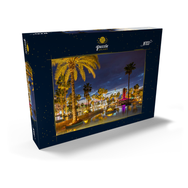 Darstellung des Puzzle Motivs Brunnen mit Palmen am Abend, Aqaba, Golf von Aqaba, Jordanien 1000 Puzzle Schachtel Ansicht2