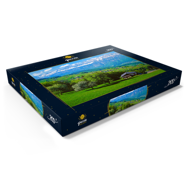 Darstellung des Puzzle Motivs Flumserberg mit Blick zu den Churfirsten (2306m), Kanton St. Gallen, Schweiz 200 Puzzle Schachtel Ansicht1