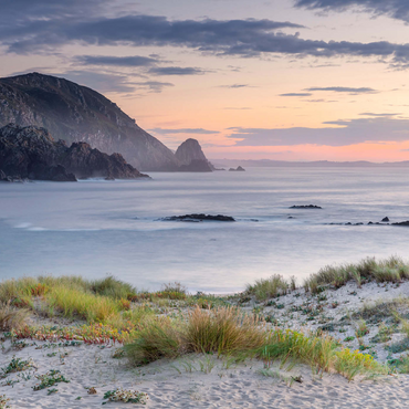 Darstellung des Puzzle Motivs Abend am Strand Praia de A Mouriillá bei Valdoviño 1000 Puzzle 3D Modell