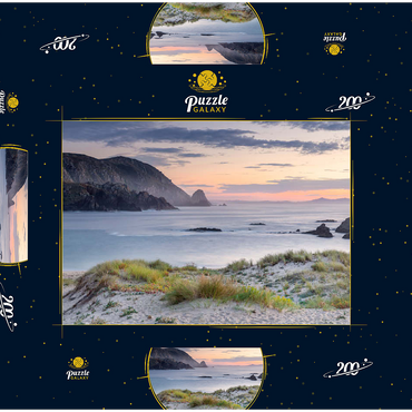 Darstellung des Puzzle Motivs Abend am Strand Praia de A Mouriillá bei Valdoviño 200 Puzzle Schachtel 3D Modell