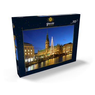 Darstellung des Puzzle Motivs Kleine Alster mit Weihnachtsbaum und Rathaus, Hamburg, Deutschland 200 Puzzle Schachtel Ansicht2