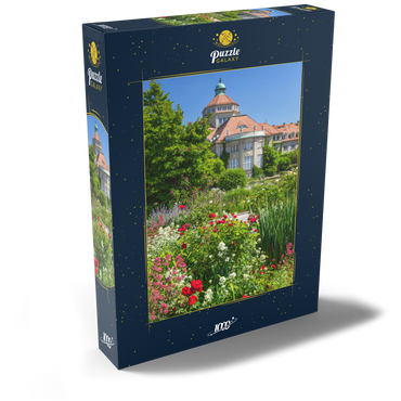 Darstellung des Puzzle Motivs Botanischer Garten zur Zeit der Rosenblüte, München 1000 Puzzle Schachtel Ansicht2