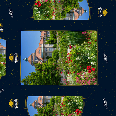 Darstellung des Puzzle Motivs Botanischer Garten zur Zeit der Rosenblüte, München 500 Puzzle Schachtel 3D Modell