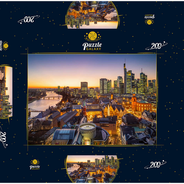 Darstellung des Puzzle Motivs Blick vom Kaiserdom über die Neue Altstadt zum Römer mit der Paulskirche an einem Abend im Dezember 200 Puzzle Schachtel 3D Modell
