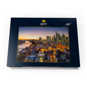 Darstellung des Puzzle Motivs Blick vom Kaiserdom über die Neue Altstadt zum Römer mit der Paulskirche an einem Abend im Dezember 500 Puzzle Schachtel Ansicht3