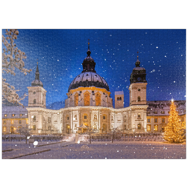 Darstellung des Puzzle Motivs puzzleplate Kloster Ettal zur Weihnachtszeit 1000 Puzzle