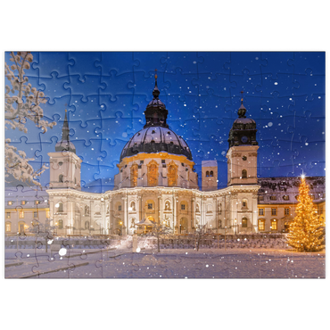 Darstellung des Puzzle Motivs puzzleplate Kloster Ettal zur Weihnachtszeit 100 Puzzle