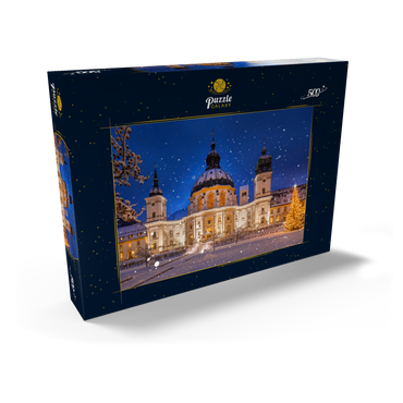 Darstellung des Puzzle Motivs Kloster Ettal zur Weihnachtszeit 500 Puzzle Schachtel Ansicht2