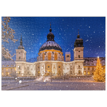 Darstellung des Puzzle Motivs puzzleplate Kloster Ettal zur Weihnachtszeit 500 Puzzle