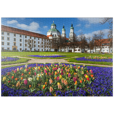 Darstellung des Puzzle Motivs puzzleplate Blick aus dem Hofgarten auf die barocke Basilika St. Lorenz im Frühling 1000 Puzzle