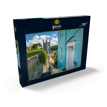Darstellung des Puzzle Motivs Pfarrkirche St Fimbarrus in Fowey am Fowey River, Cornwall 200 Puzzle Schachtel Ansicht2