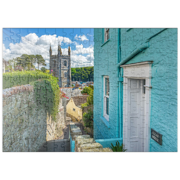 Darstellung des Puzzle Motivs puzzleplate Pfarrkirche St Fimbarrus in Fowey am Fowey River, Cornwall 200 Puzzle
