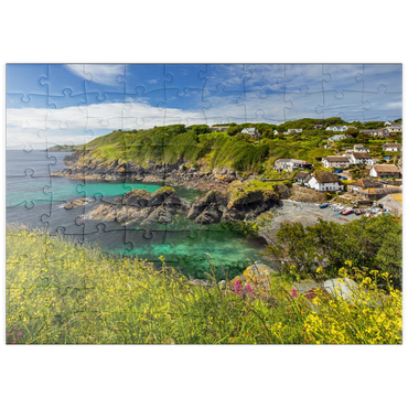 Darstellung des Puzzle Motivs puzzleplate Fischerdorf Cadgwith auf der Lizard Peninsula, Cornwall 100 Puzzle