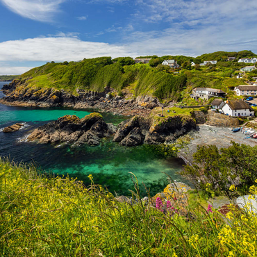 Darstellung des Puzzle Motivs Fischerdorf Cadgwith auf der Lizard Peninsula, Cornwall 100 Puzzle 3D Modell