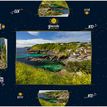 Darstellung des Puzzle Motivs Fischerdorf Cadgwith auf der Lizard Peninsula, Cornwall 100 Puzzle Schachtel 3D Modell