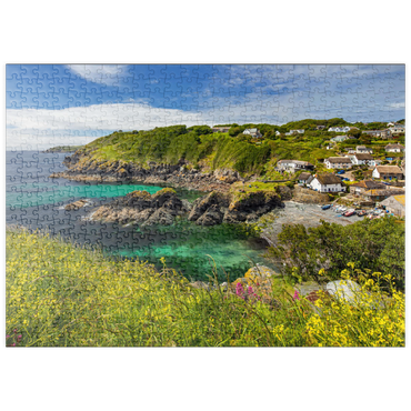Darstellung des Puzzle Motivs puzzleplate Fischerdorf Cadgwith auf der Lizard Peninsula, Cornwall 500 Puzzle