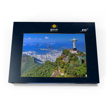 Darstellung des Puzzle Motivs Christusstatue Cristo Redentor auf dem Corcovado (710m), Rio de Janeiro, Brasilien 1000 Puzzle Schachtel Ansicht3