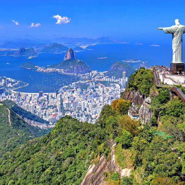 Darstellung des Puzzle Motivs Christusstatue Cristo Redentor auf dem Corcovado (710m), Rio de Janeiro, Brasilien 100 Puzzle 3D Modell