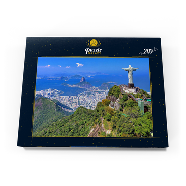 Darstellung des Puzzle Motivs Christusstatue Cristo Redentor auf dem Corcovado (710m), Rio de Janeiro, Brasilien 200 Puzzle Schachtel Ansicht3