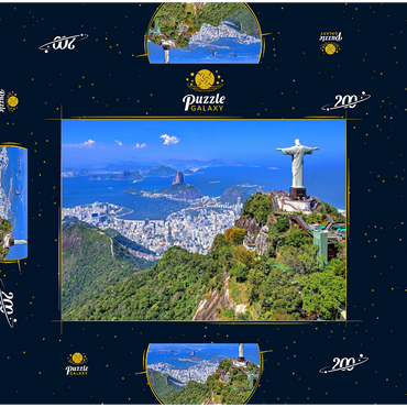 Darstellung des Puzzle Motivs Christusstatue Cristo Redentor auf dem Corcovado (710m), Rio de Janeiro, Brasilien 200 Puzzle Schachtel 3D Modell