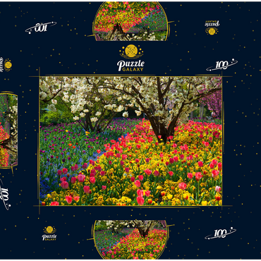 Darstellung des Puzzle Motivs Blumenanlage im Luisenpark in Mannheim 100 Puzzle Schachtel 3D Modell
