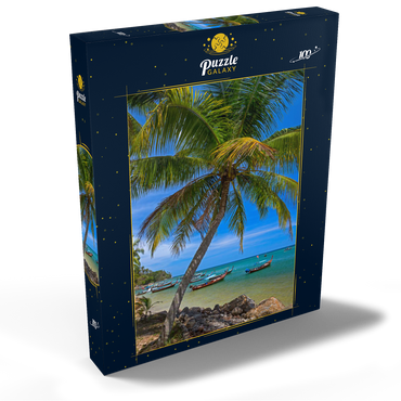 Darstellung des Puzzle Motivs Fischerboote am Strand von Bang Tao, Insel Phuket, Thailand 100 Puzzle Schachtel Ansicht2