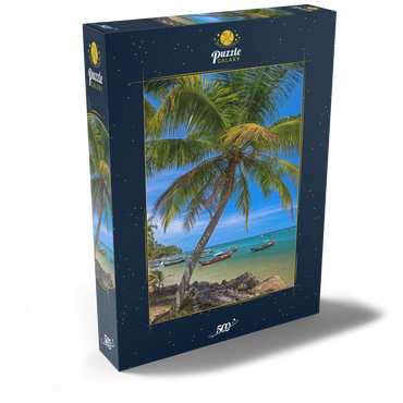 Darstellung des Puzzle Motivs Fischerboote am Strand von Bang Tao, Insel Phuket, Thailand 500 Puzzle Schachtel Ansicht2